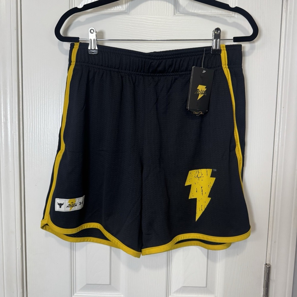 Black Adam Rare Under Armour Mens Project Rock Mesh Shorts Size L NWT